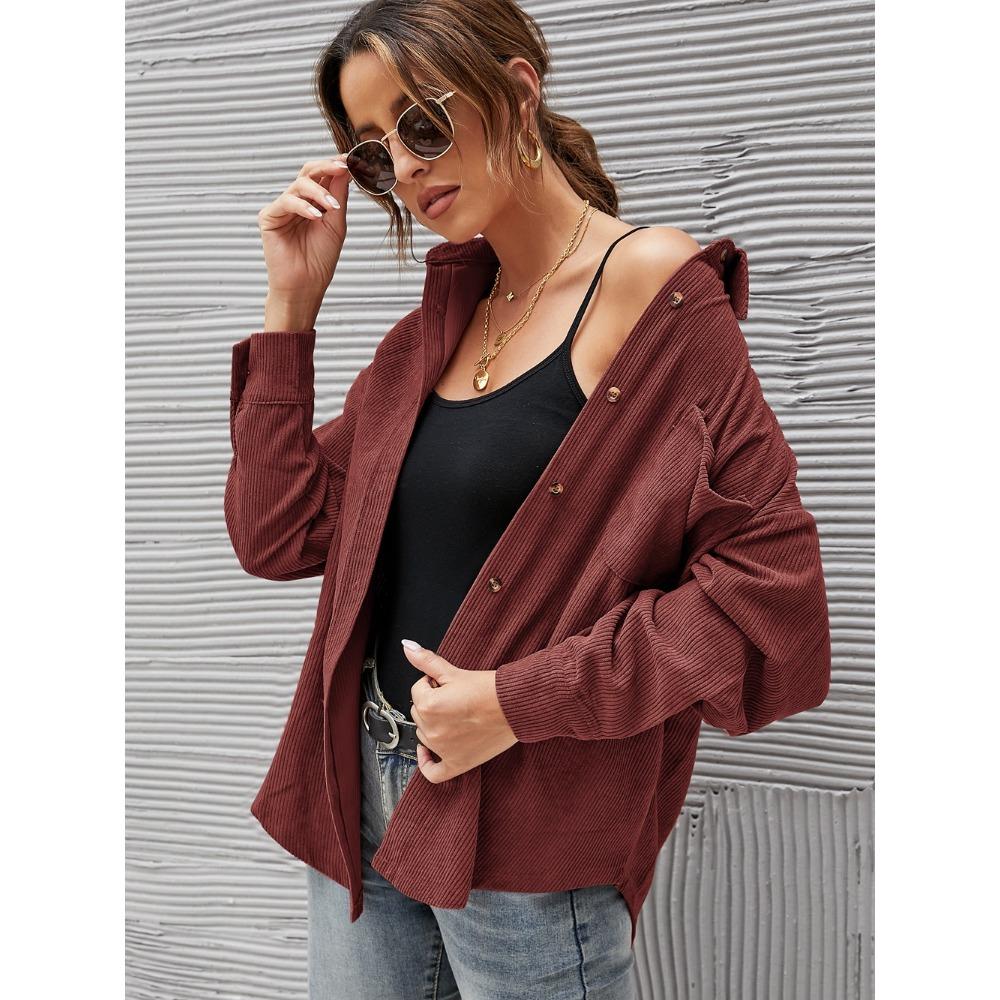 Autumn and Winter Loose Casual Corduroy Women's Blouses & Shirts