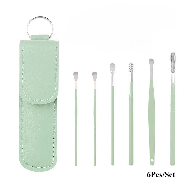 Durable And Safe 6Pcs Ear Cleaner Ear Wax Remover Cleaning Kit Pick Earwax Curette Spoon Care Removal Tool For Baby Adults Ear Care Set