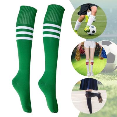 1 Çift Orta Uzunlukta Çizgili Kaymaz Yüksek Esneklik Ter Emici Futbol Ponpon Kız Çorabı Çocuk