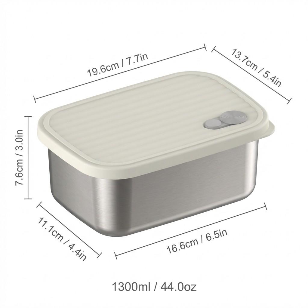 Large Capacity Food Storage Container 304 Stainless Steel Lunch Box Refrigerator Sealed Fruit Vegetable Fresh-keeping Box