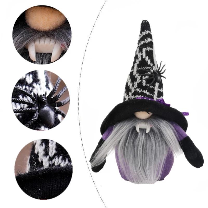 New Halloween Broomstick Hat with Top Hat Dwarf Gnome Doll Ornaments Cute Cartoon Dwarf Elf Halloween Home Decoration