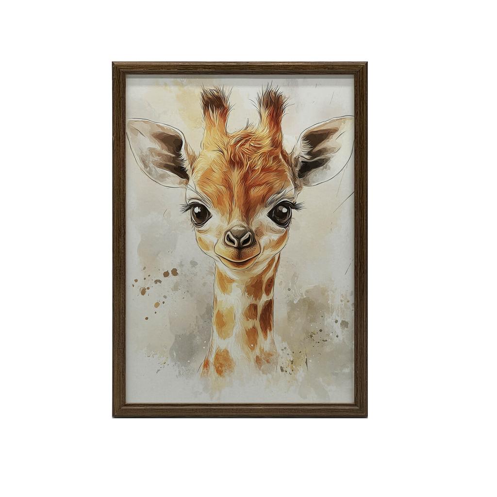 Urocza Twarz Małej Żyrafy Urocza Twarz Małej Żyrafy, 30X40 Cm, Rama Drewniana Biała, Papier Matowy 230 Gsm