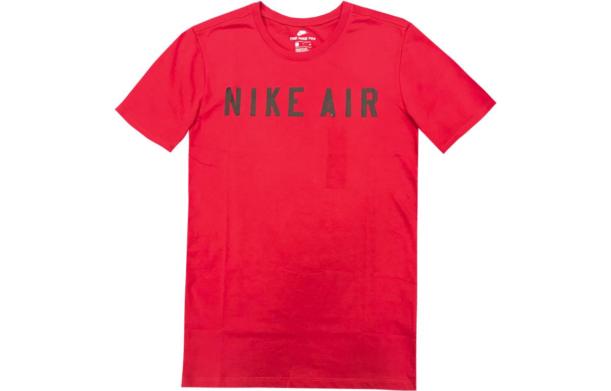 Nike T Shirts Men s Red Crew Neck Moderate Straight Fit AJ7438-687 S