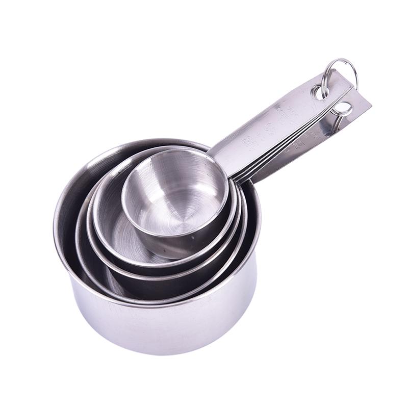 5PCS Stainless Steel Measuring Cups and Spoons Set Kitchen Baking Gadget Tools
