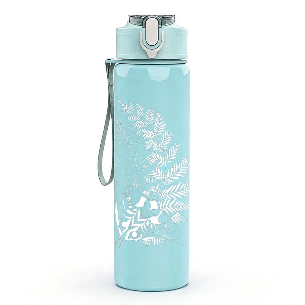 1PC Blank pale white empty faded print 750ml colorful plastic sports water bottle leakproof pop up lid with straw for outdoor work home use
