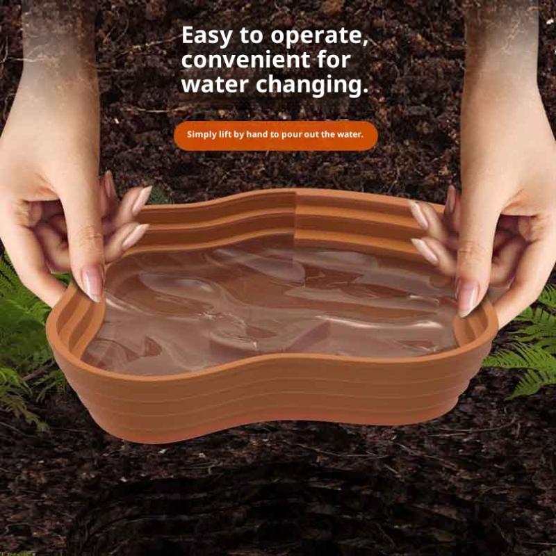 Turtle Frog Bathing Basin With Anti-Slip Ramp Can Also Be Used As Food Bowl And Water Basin For Reptiles And Amphibians