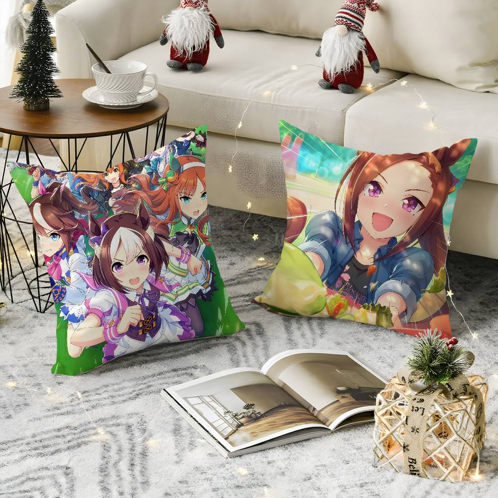 Anime U-Uma Musume Pretty DerbyS Pillow Case Soft Plush Fabric Double Sided Print Decorative Home Living Room Gift Cushion Cover