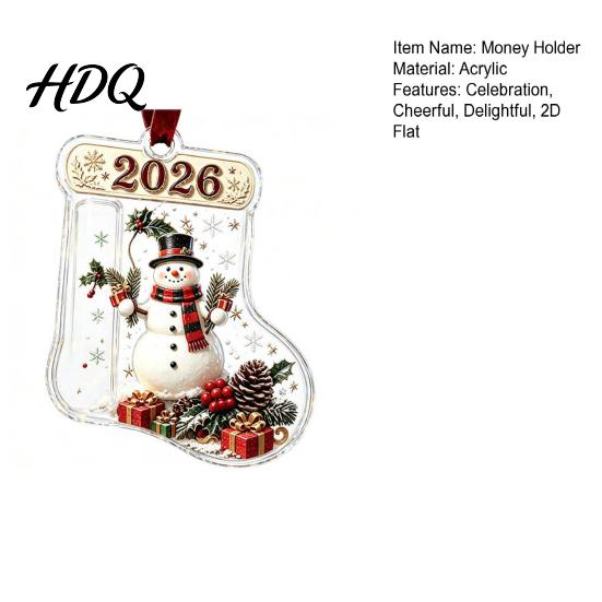 Christmas Present for Friends Stocking Money Holder Tree 2D Acrylic Sock Shaped Cash Gift Ornament Hanging Xmas Stuffers Holiday Party Favors Tree