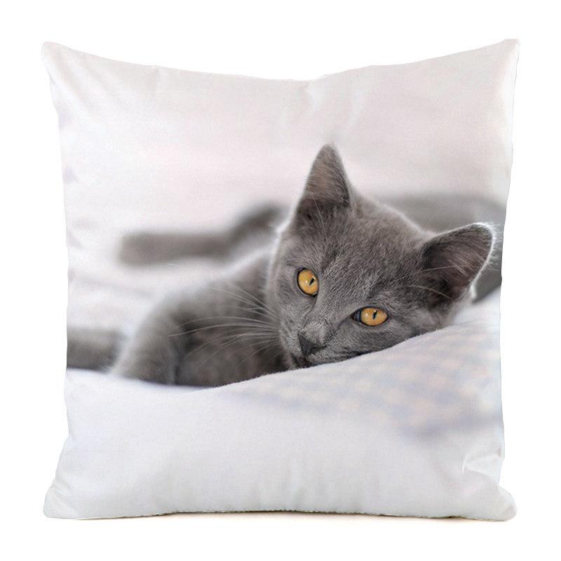 The cute cats from Northern Europe Digital printing short plush pillow covers for car sofa office cushion cover home goods