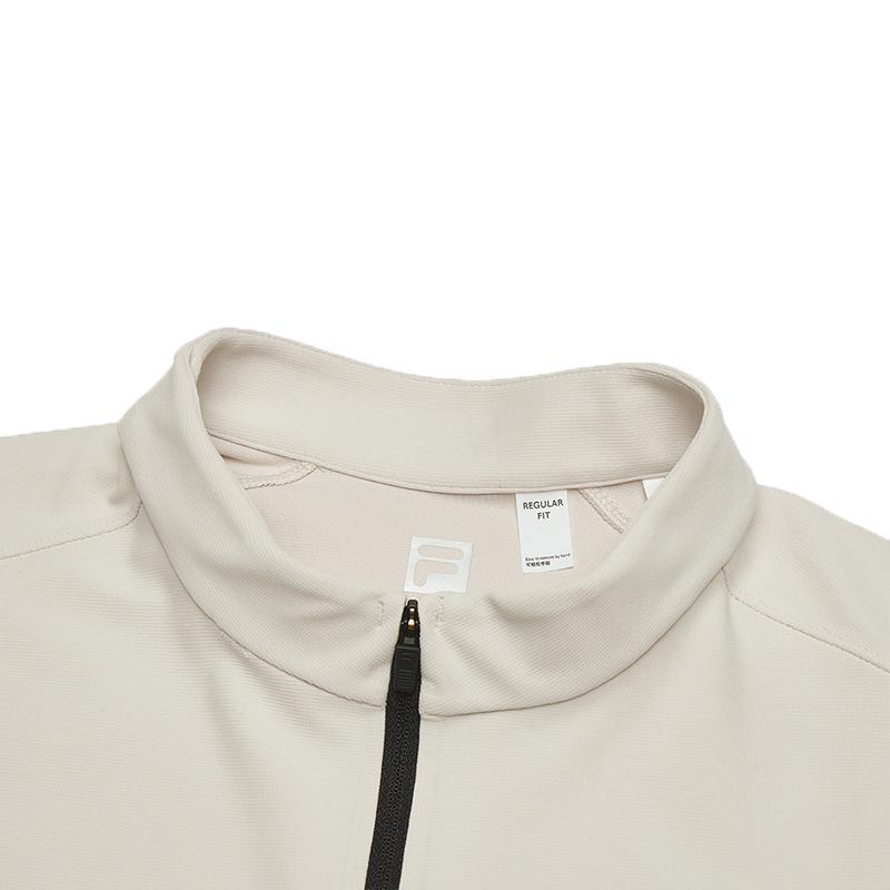 Fila Explorer Fashion Versatile Knitted Short Sleeve T-Shirt Men Tops Rice-Color A11M517103F-BG