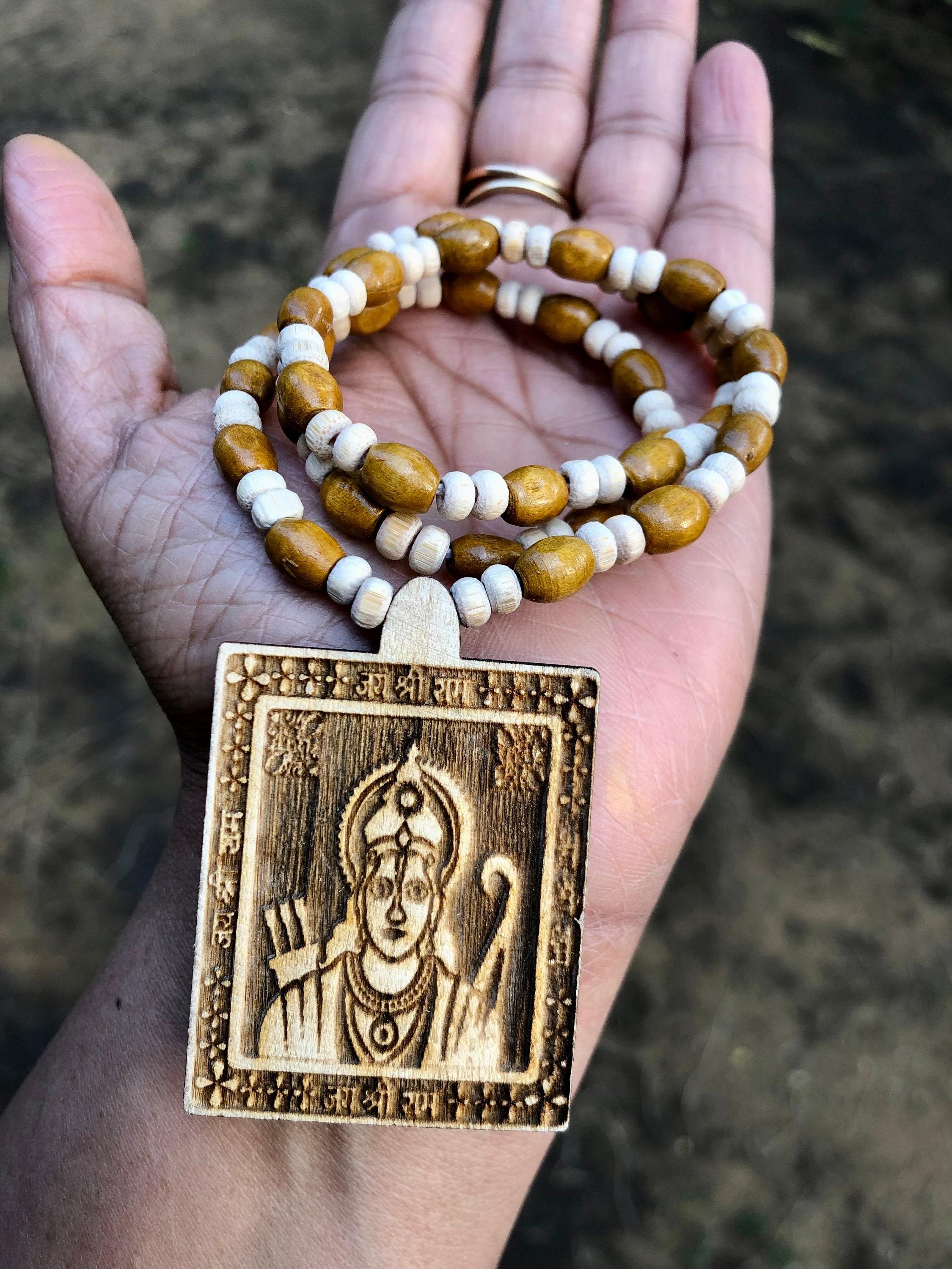 20  Single Line Carved Ram Rama Pendant, Shri Ram Mala, Kanthi Mala, Necklace, Yoga Prayer Healing Meditation, Shri Ram Mala, Ayodhya Mala One Size