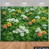 2D Frühblumen-Hintergrund Natürliches Grünes Gras Gartenparty-Hintergrund