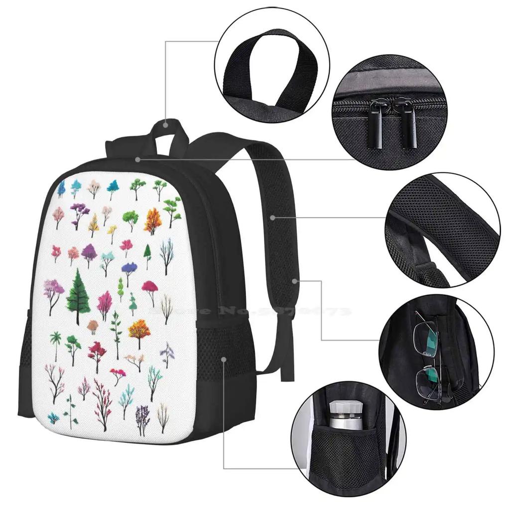 Tree Study ( Closer Placement ) 3d Print Design Backpack Student Bag Tree Ink Nature Flora Blooming Sumi