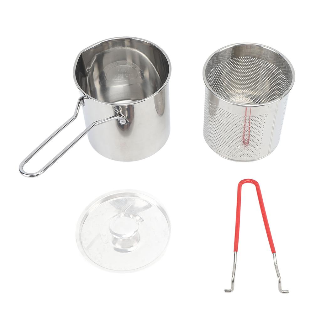 Small Deep Fryer Pot Stainless Steel Olecranon Type Diversion Japanese Style Oil Saving Small Port for Kitchen 3 Piece