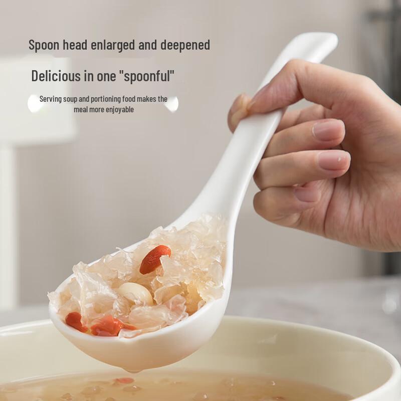NHZHIW Ceramic Long Handle Soup Spoon