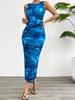 Summer Women's Sleeveless Dress Fashionable Tie Dye Long Dress Female A-line Slim Fit Dress