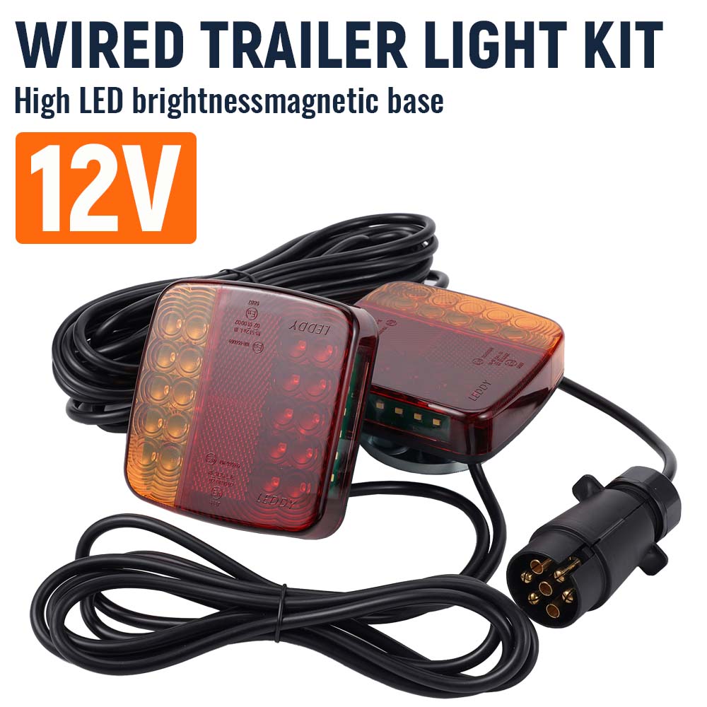 12V Magnetic LED Trailer Light Kit Universal Rear Towing Trailer Tail Light Waterproof EU 7-Pin Trailer Brake Turn Signal Lamps