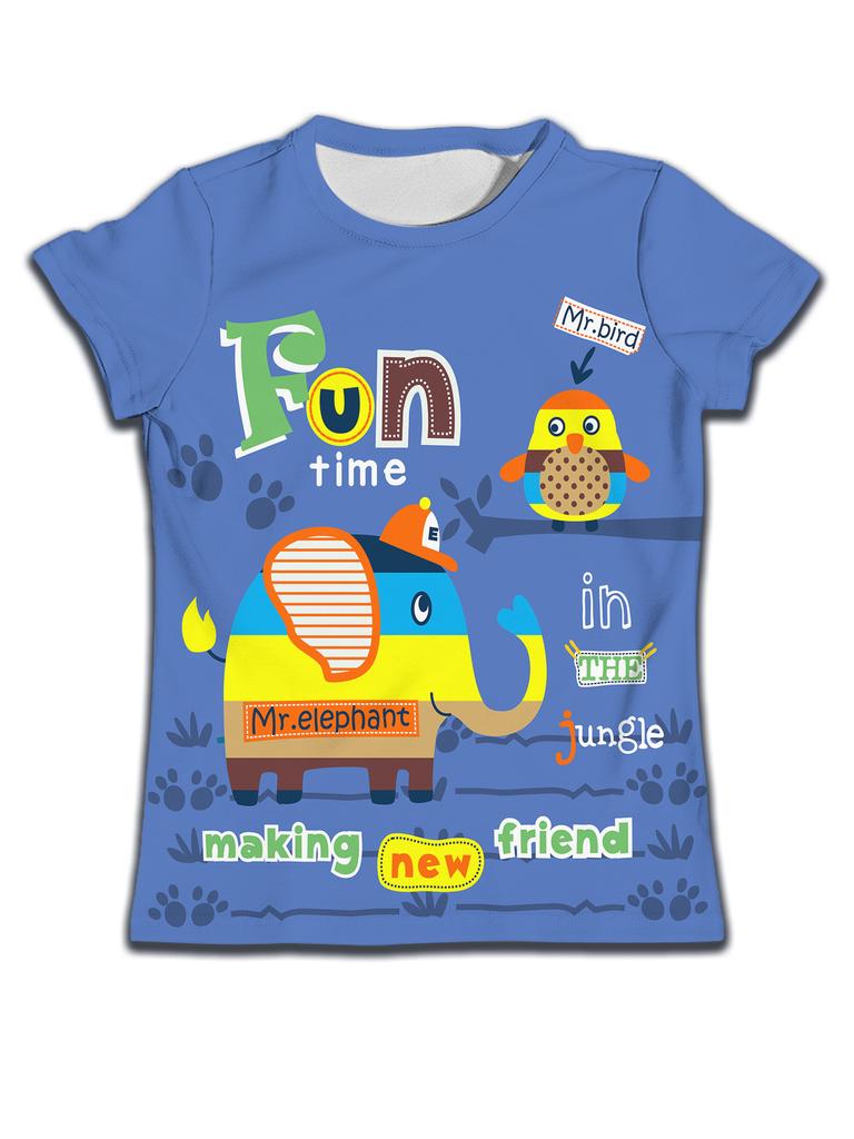 New Boys Short Sleeve T-shirt for Kids Clothing Girl Dinosaur Paradise Graphic Shirts Girls Items Cartoon Blue Baby Boy Clothes