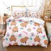 Kawaii Cartoon Capybara Dreiteiliges Bettwäsche-Set Luxuriöses Bettdecken-Set in Queen- oder King-Größe Kühl Zwei Haushaltswaren Anime-Tier