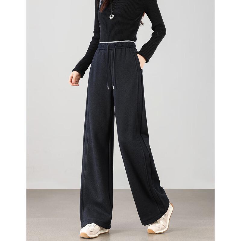 TERRE BLEUE Women's Fleece-Lined Straight-Leg Casual Pants