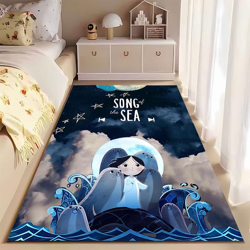 Song of the Sea Pattern Carpet Suitable As a Non-slip Mat for the Living Room or Bedroom Sofa