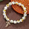 Chinese Style Blue And White Porcelain Bead Bracelet With Butterfly Pendant Handmade For Gift Travel Souvenir
