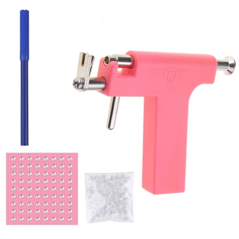 

Multi Purpose Ear Piercing Kits Ear Piercing Tool Set Professional Ear Piercing Machine Tool for Salon Home Piercing 1 рожевий