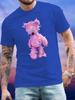 Bear Print Men's Luxurious Cotton Short Sleeved T-shirt for Summer Unisex Men's and Women's Casual Loose Trendy Clothing