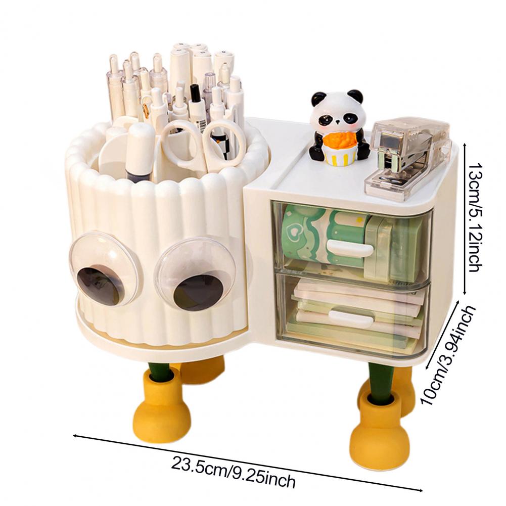 Girls Desk Organizer Pen Holder for Kids Rotating Pen Holder with Drawer Capacity Desktop Organizer Multifunctional for Kids