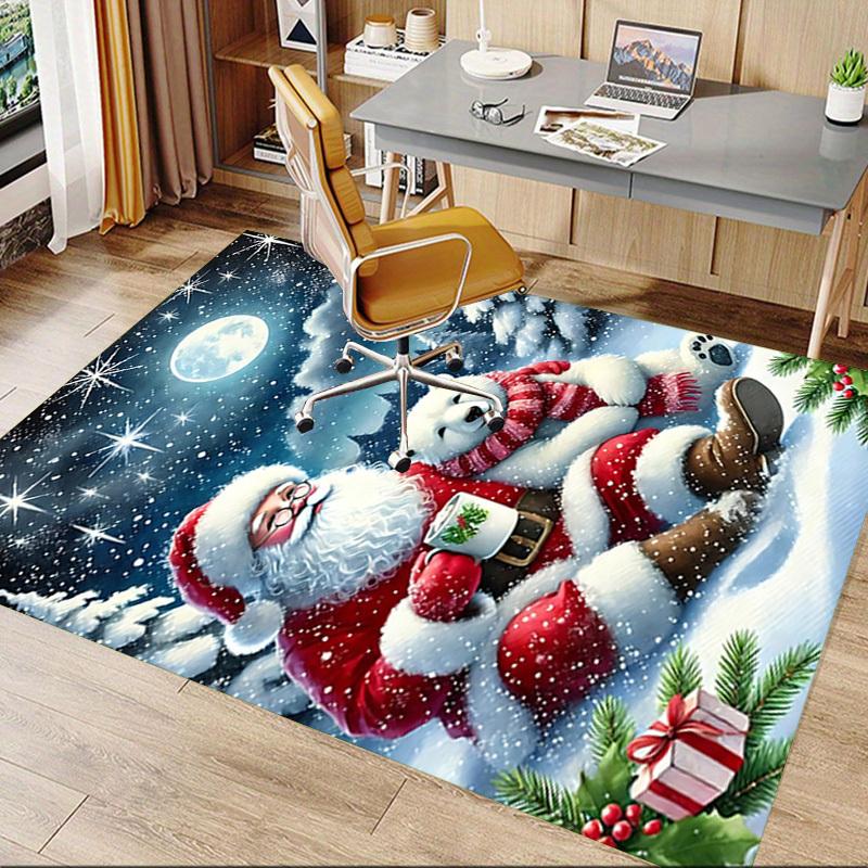 1pc Santa Claus, Polar Bear Carpet Office Rug Outdoor Mat Home Decor Area Carpet Festival Gift Office desk chair carpet