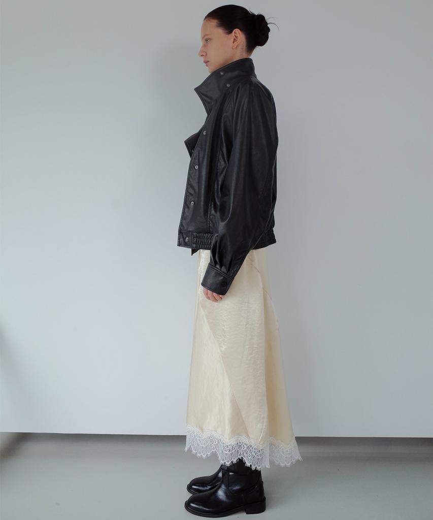 Gilyeong Asymmetrical Satin Lace Skirt_Butter Yellow