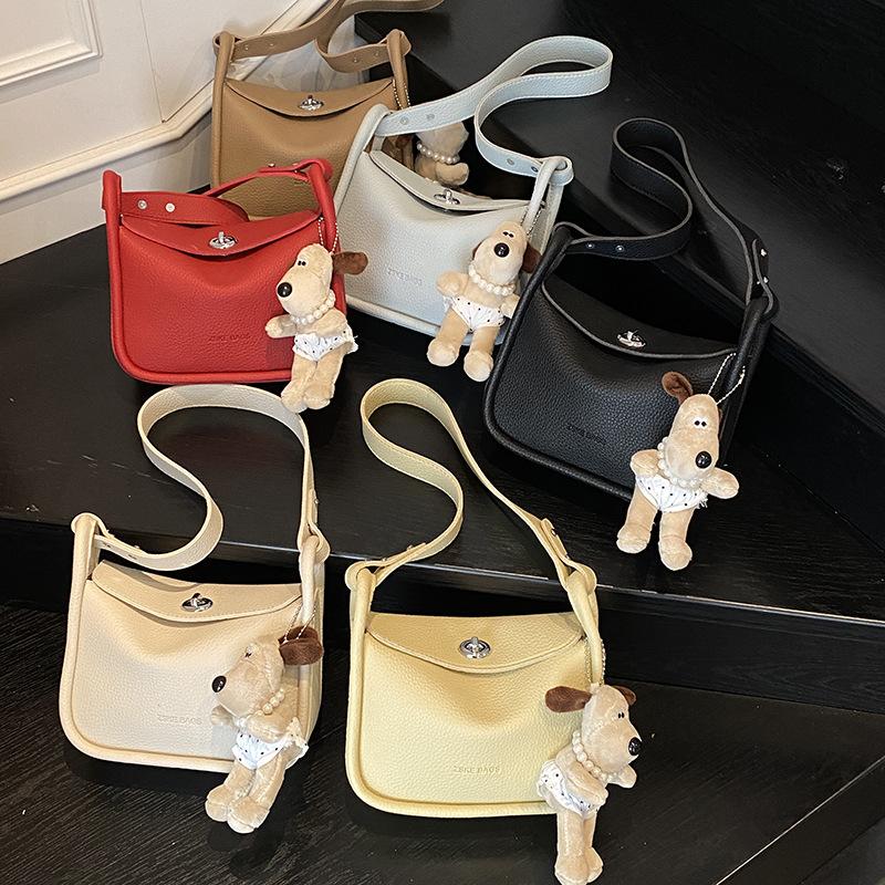 This Year's Popular Lychee Pattern Super Fire Shoulder Bucket Bag Fashionable Texture Messenger Bag Commuter Versatile Women's Bag