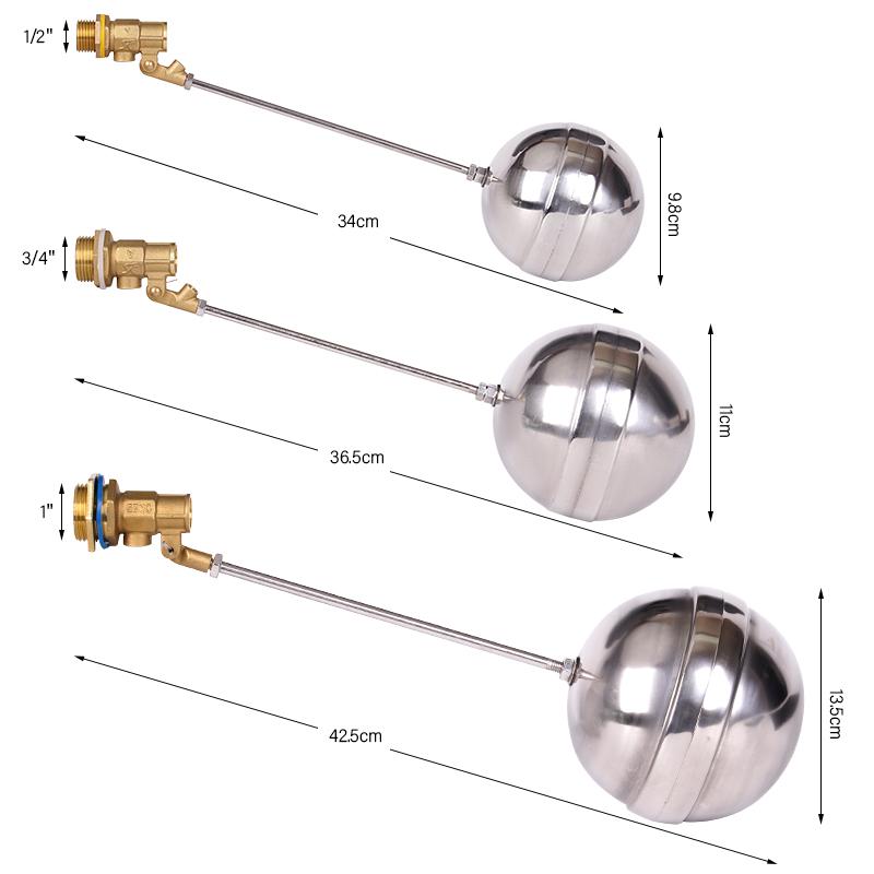 Brass Water Float Ball Valve Copper Valve Water Tank Liquid Level Control Toilet Valve for Industry 1/2" 3/4 " 1"