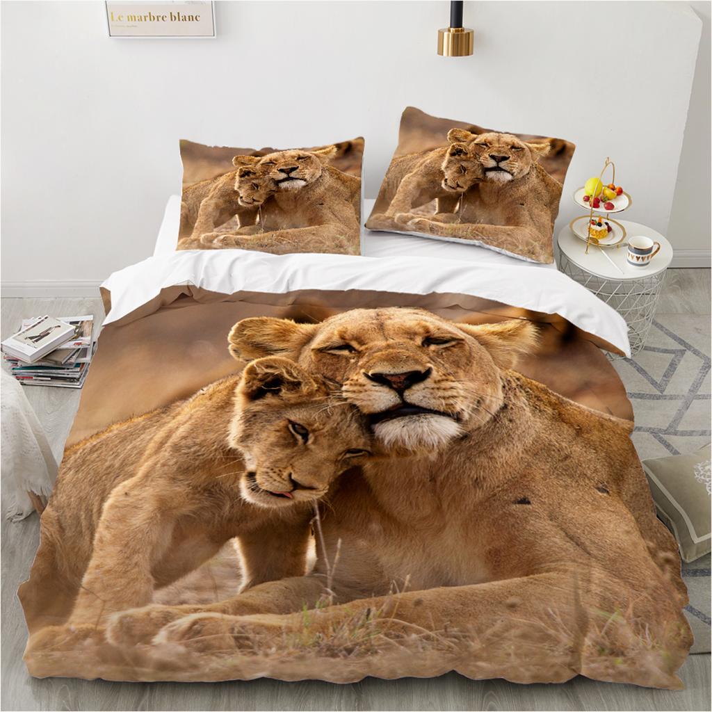 Animal Print Duvet Cover Set Leopard 3D Bed Linen Twin/Queen/140x200,Ultra-Soft Polyester Bedding, Machine Washable Home Decor