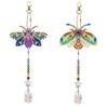 1 Juego de nuevo kit de colgante de pintura de diamante, libélula, lobo, sol, mariposa, pájaros, abejas, arte, carillón de viento, colgante, decoración del jardín del hogar, 5 estilos