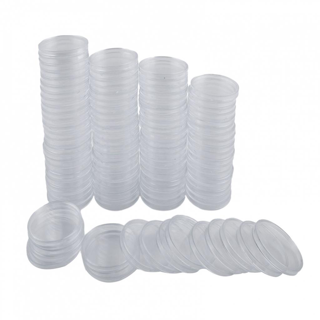 Round Coin Capsules Plastic Holder Container Case Transparent Protection
