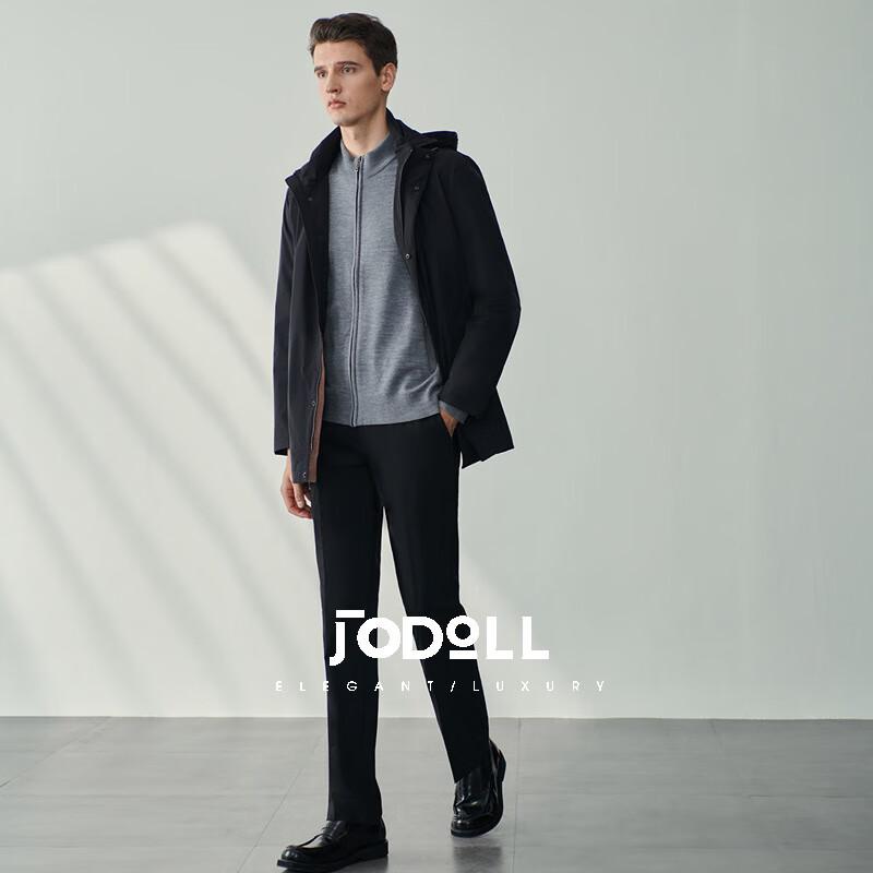 

Мужскойтренчкот средней длины с капюшоном в стиле business casual от Qiaodun 48