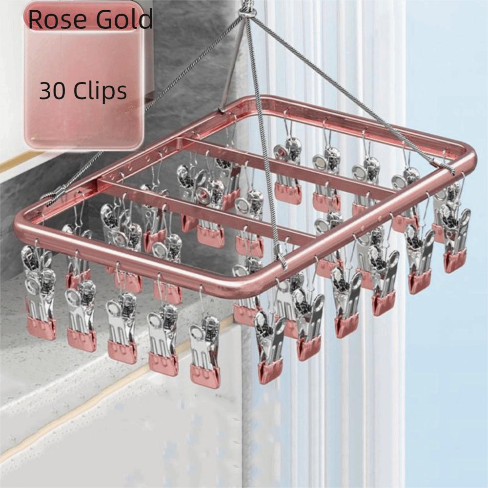 Aluminum Zinc Zinc Alloy Multi-Clip Drying Rack Windproof Towel Socks Hanger Clothes Drying Rack  Skirt