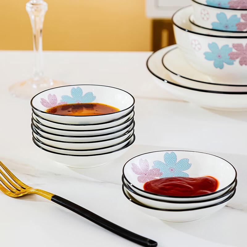 Jingdezhen Ceramic Floral Dipping Dishes - Set of 10