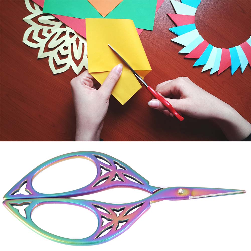 Vintage Creative Leaf Design Scissors Stainless Steel Household Needlework Scissors (Tawny)