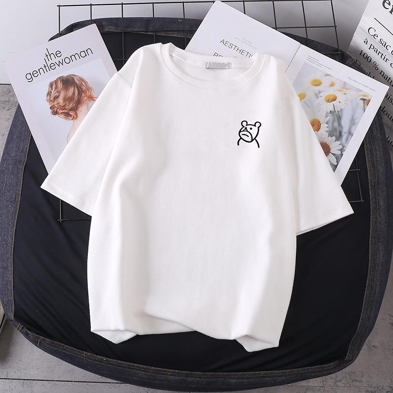 Letní tričko s krátkým rukávem oversized triko Roztomilý vzor topů Dámská trička Tričko se vzorem zvířecí kachny Bílá dámská trička