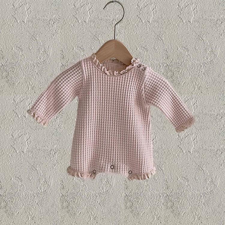 Koreansk babyvaffel-romper - Nyfødt- og småbarnsbody for vår/høst