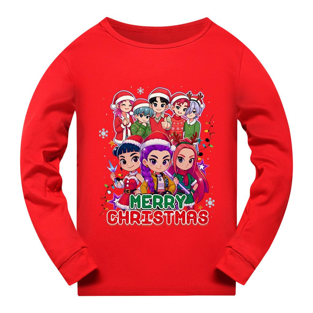 5099 Dětské Dívčí Vánoční Novoroční Rumi Zoey Mira Potisk Super Star Tričko s Dlouhým Rukávem