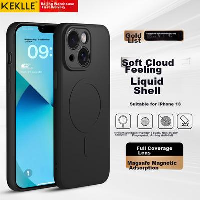 IPhone 13 Case, Apple 13 Protective Cover, Skin-Friendly Liquid Silicone Magnetic Full Camera Protection Soft Case, Midnight Black