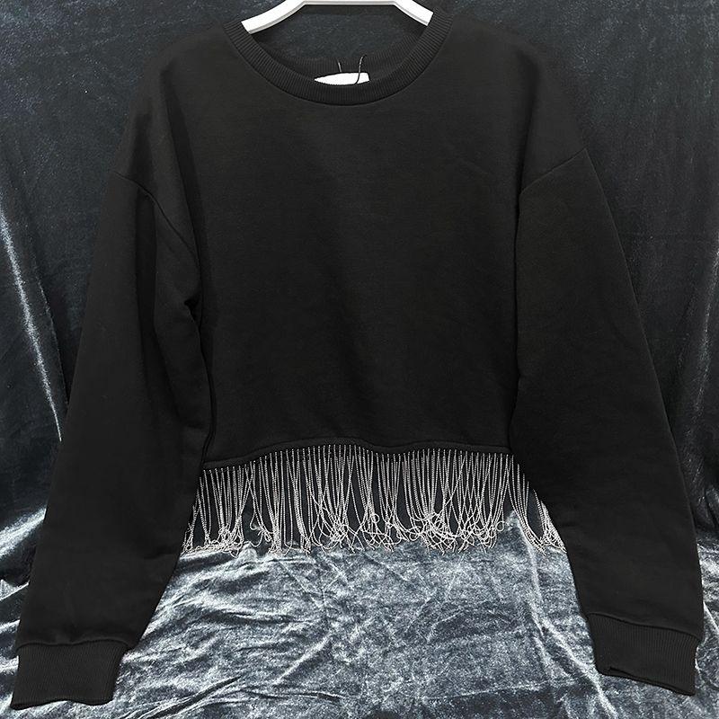 

Tassel Minimalist Loose Cool Personality Cropped Top Patchwork Black 40
