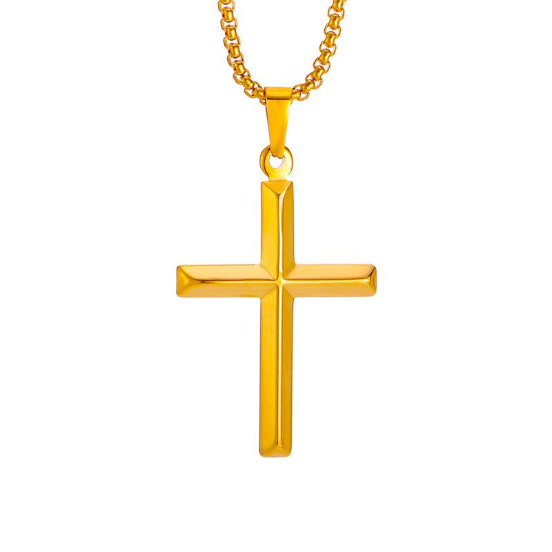2026 Cross Necklace Stylish Simple Three-dimensional Glossy Pendant 60CM