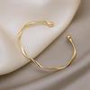 Gold Plated Zircon Titanium Steel Korean Minimalist Bangle | Versatile High-End Bracelet for Women
