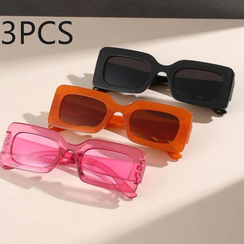 3PCS New Uv-proof Small Square Frame For Women's Trendy And Fashionable Sunglasses 2114