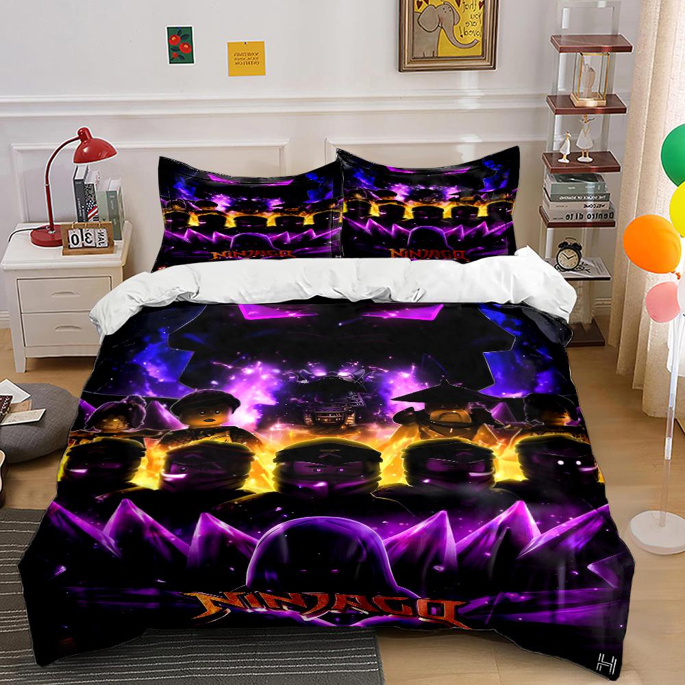 Multiple Sizes Cartoon Ninja Game Printed Bedding Set 1 Duvet Cover 2 Pillowcases Boys Girls Children Luxury Gifts