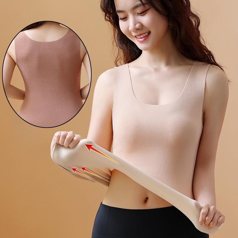 Women's Winter German Velvet Warm Heating Vest Women's Solid Color Bottoming Vest Seamless Double-sided Brushed Large Size Warm Vest